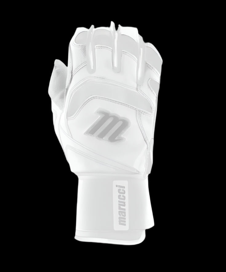 Marucci, Signature Full Wrap Batting Gloves, White, MBGSGN3FW-W/W